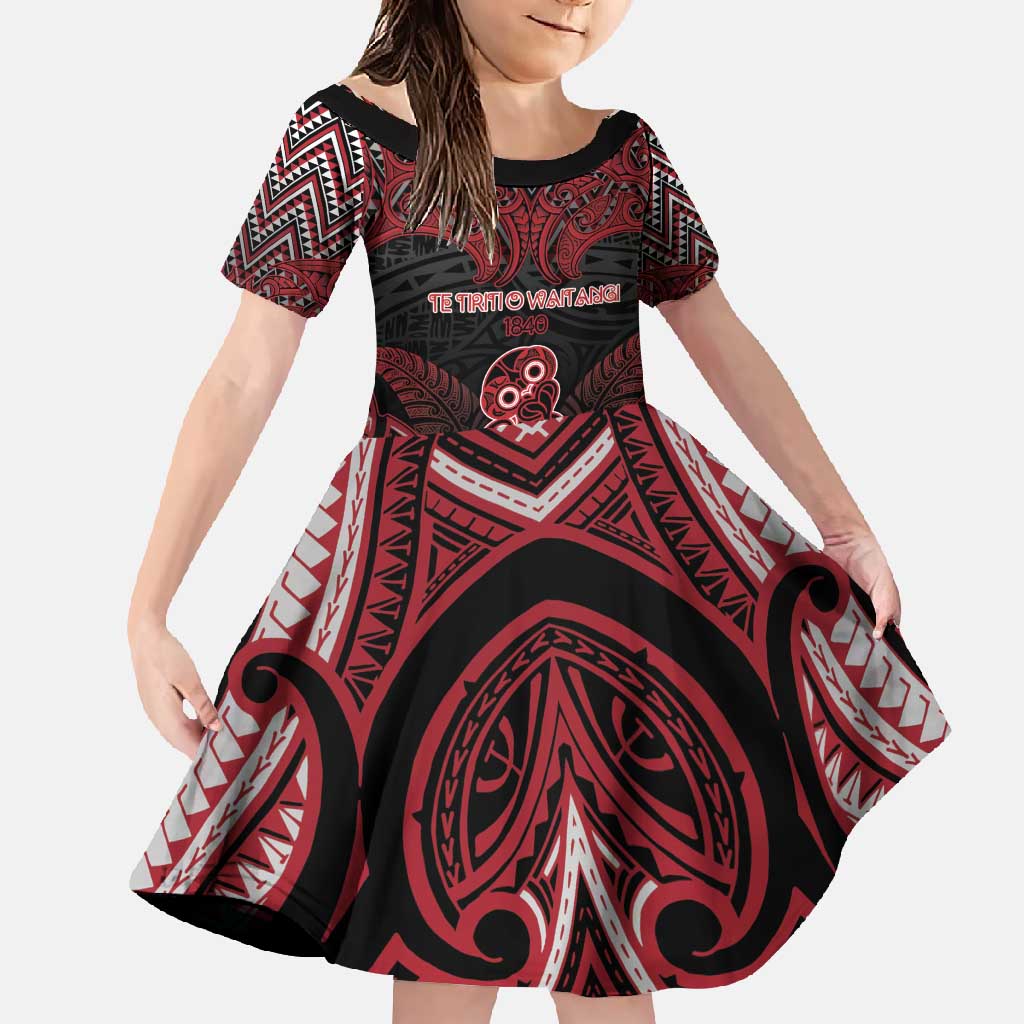 Personalised New Zealand Waitangi Day Family Matching Off Shoulder Maxi Dress and Hawaiian Shirt Te Tiriti O Waitangi 1840 - Polynesian Pride