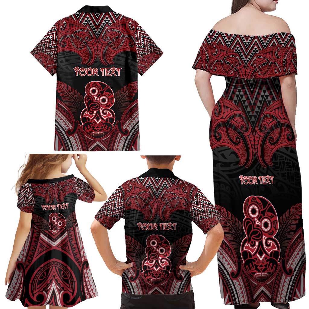 Personalised New Zealand Waitangi Day Family Matching Off Shoulder Maxi Dress and Hawaiian Shirt Te Tiriti O Waitangi 1840 - Polynesian Pride