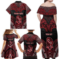 Personalised New Zealand Waitangi Day Family Matching Off Shoulder Maxi Dress and Hawaiian Shirt Te Tiriti O Waitangi 1840 - Polynesian Pride