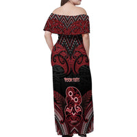 Personalised New Zealand Waitangi Day Family Matching Off Shoulder Maxi Dress and Hawaiian Shirt Te Tiriti O Waitangi 1840 - Polynesian Pride