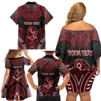 Personalised New Zealand Waitangi Day Family Matching Off Shoulder Short Dress and Hawaiian Shirt Te Tiriti O Waitangi 1840 - Polynesian Pride