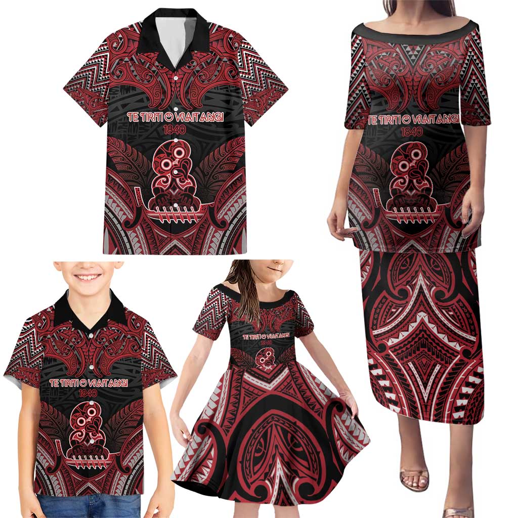 Personalised New Zealand Waitangi Day Family Matching Puletasi and Hawaiian Shirt Te Tiriti O Waitangi 1840 - Polynesian Pride