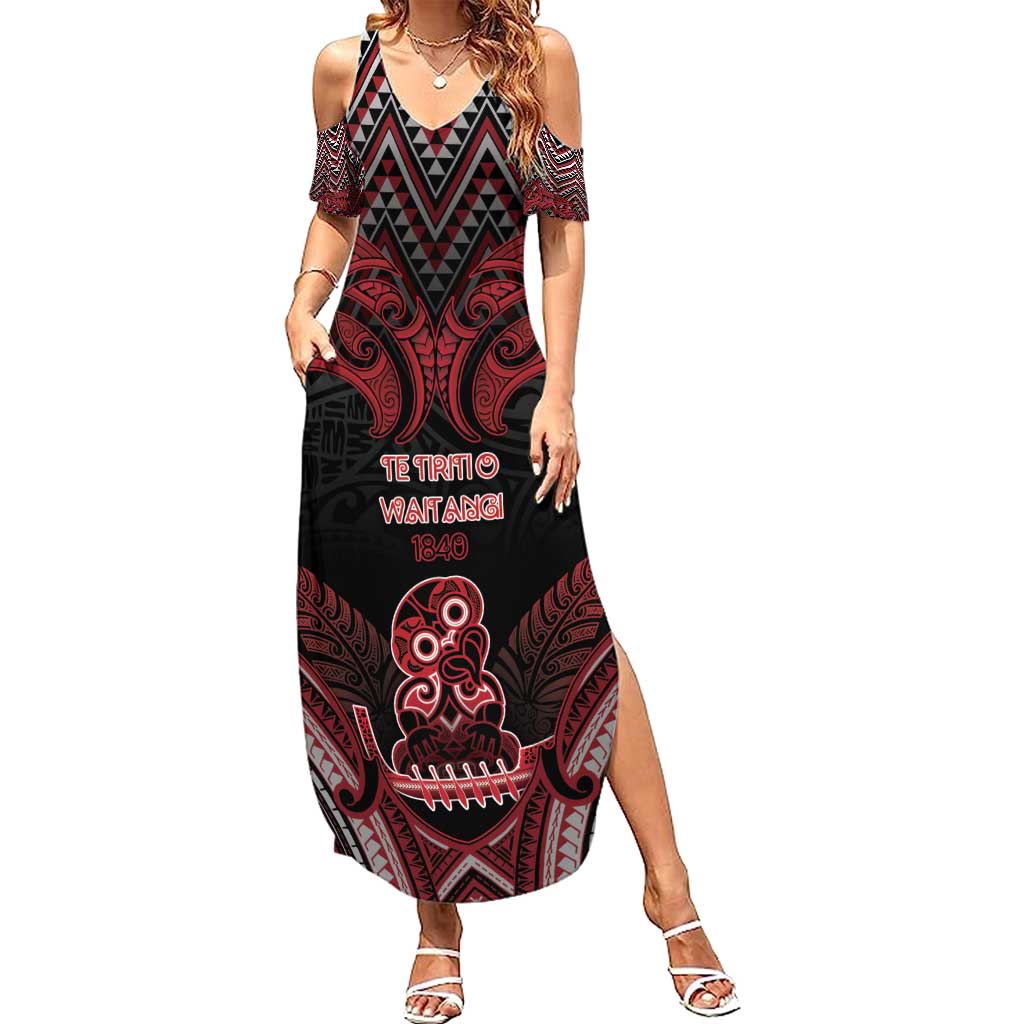 Personalised New Zealand Waitangi Day Family Matching Summer Maxi Dress and Hawaiian Shirt Te Tiriti O Waitangi 1840 - Polynesian Pride