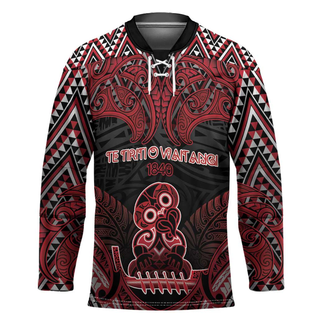 Personalised New Zealand Waitangi Day Hockey Jersey Te Tiriti O Waitangi 1840 DT05 Unisex Black - Polynesian Pride