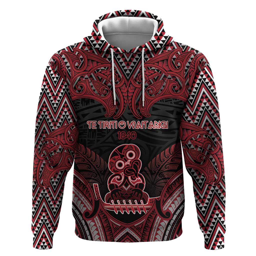 Personalised New Zealand Waitangi Day Hoodie Te Tiriti O Waitangi 1840 DT05 Pullover Hoodie Black - Polynesian Pride