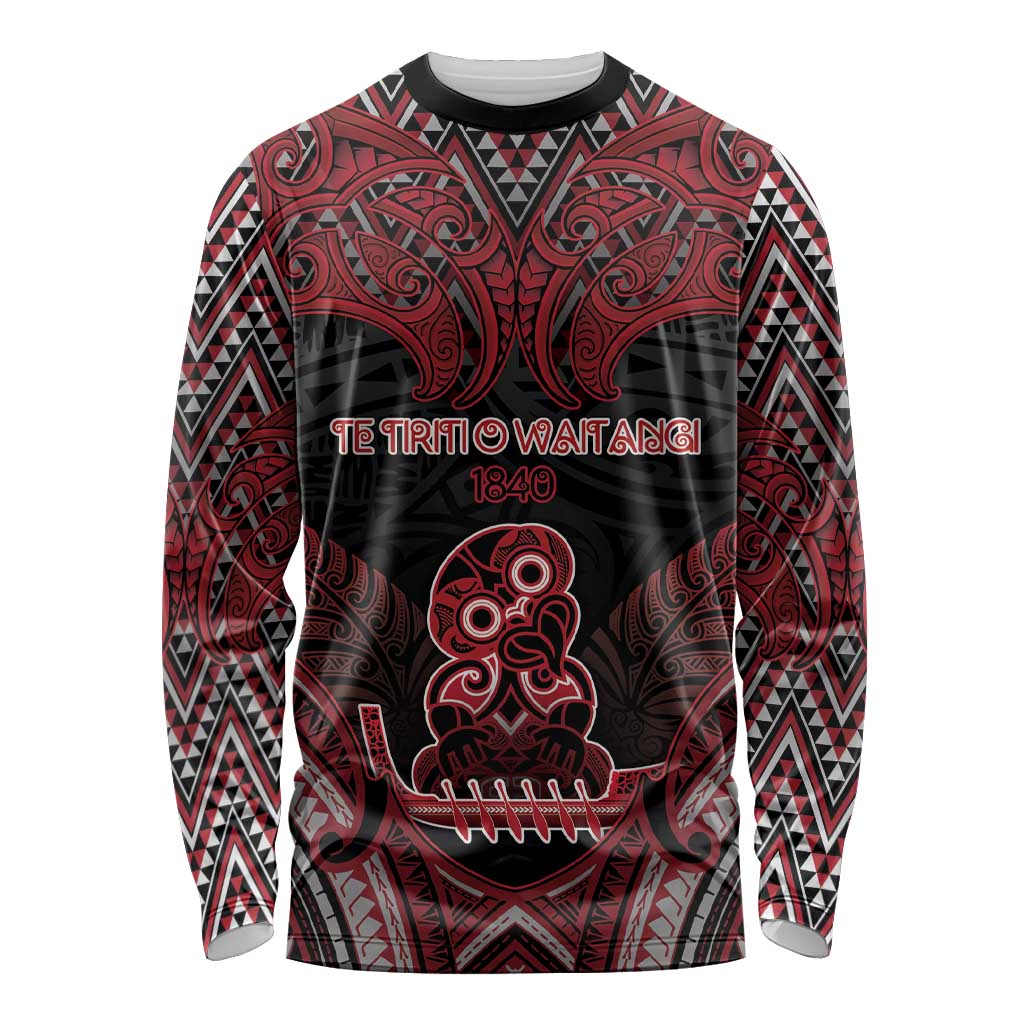 Personalised New Zealand Waitangi Day Long Sleeve Shirt Te Tiriti O Waitangi 1840 DT05 Unisex Black - Polynesian Pride