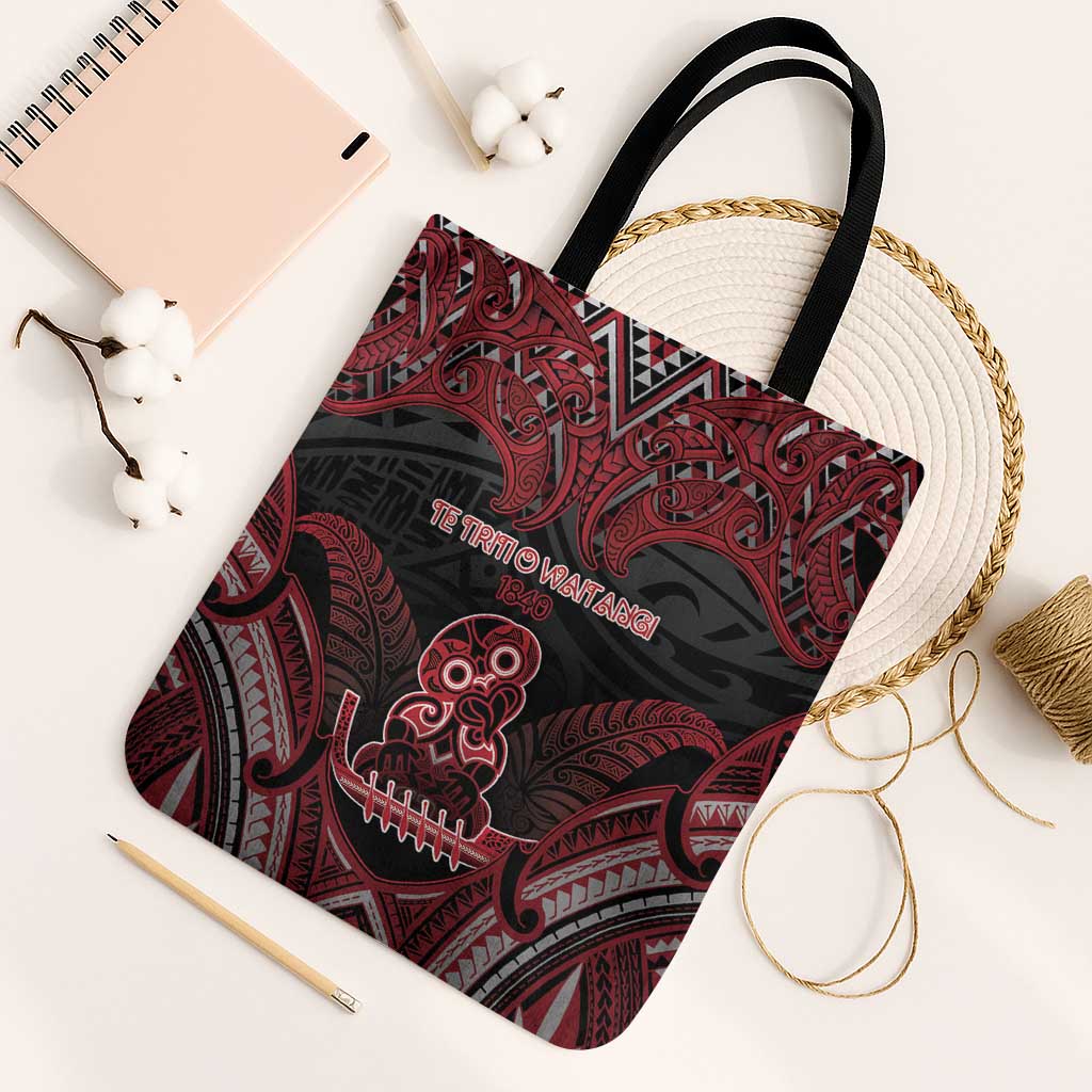 New Zealand Waitangi Day Tote Bag Te Tiriti O Waitangi 1840 DT05 Black Strap One Size Black - Polynesian Pride