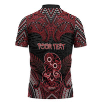 Personalised New Zealand Waitangi Day Zipper Polo Shirt Te Tiriti O Waitangi 1840 - Polynesian Pride