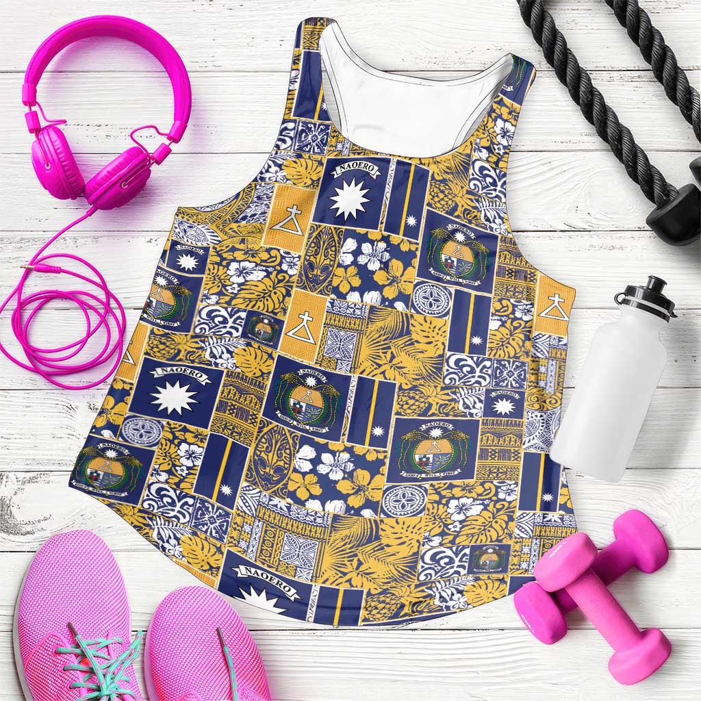 Ekamawir omo Nauru Women Racerback Tank Pacific Patchwork Xmas Vibes - Polynesian Pride