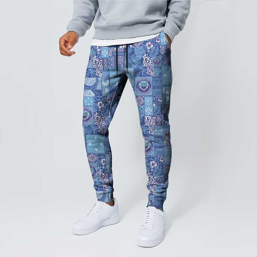 Federated States of Micronesia Merry Christmas Jogger Pants Pacific Patchwork Xmas Vibes - Polynesian Pride