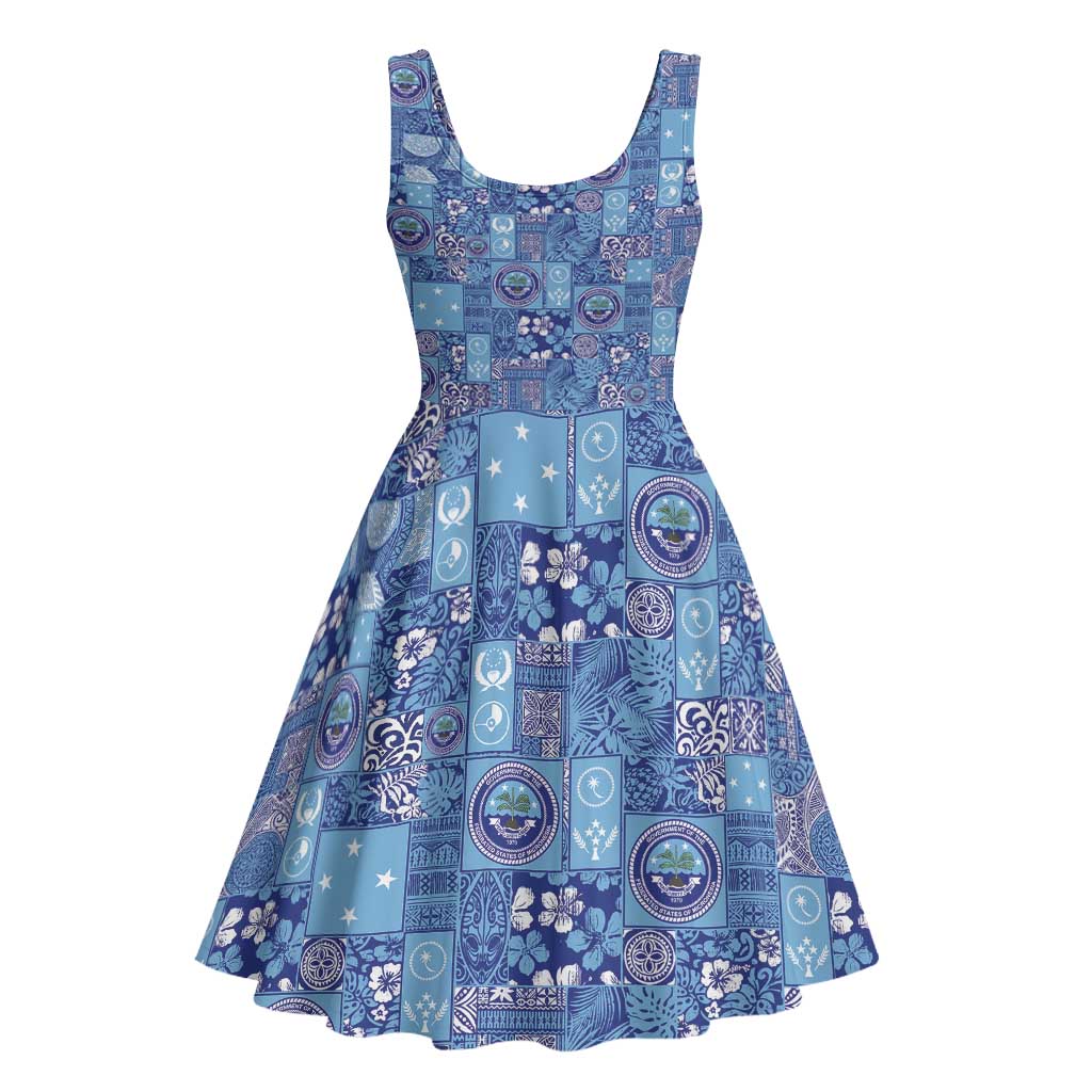 Federated States of Micronesia Merry Christmas Midi Dress Pacific Patchwork Xmas Vibes - Polynesian Pride