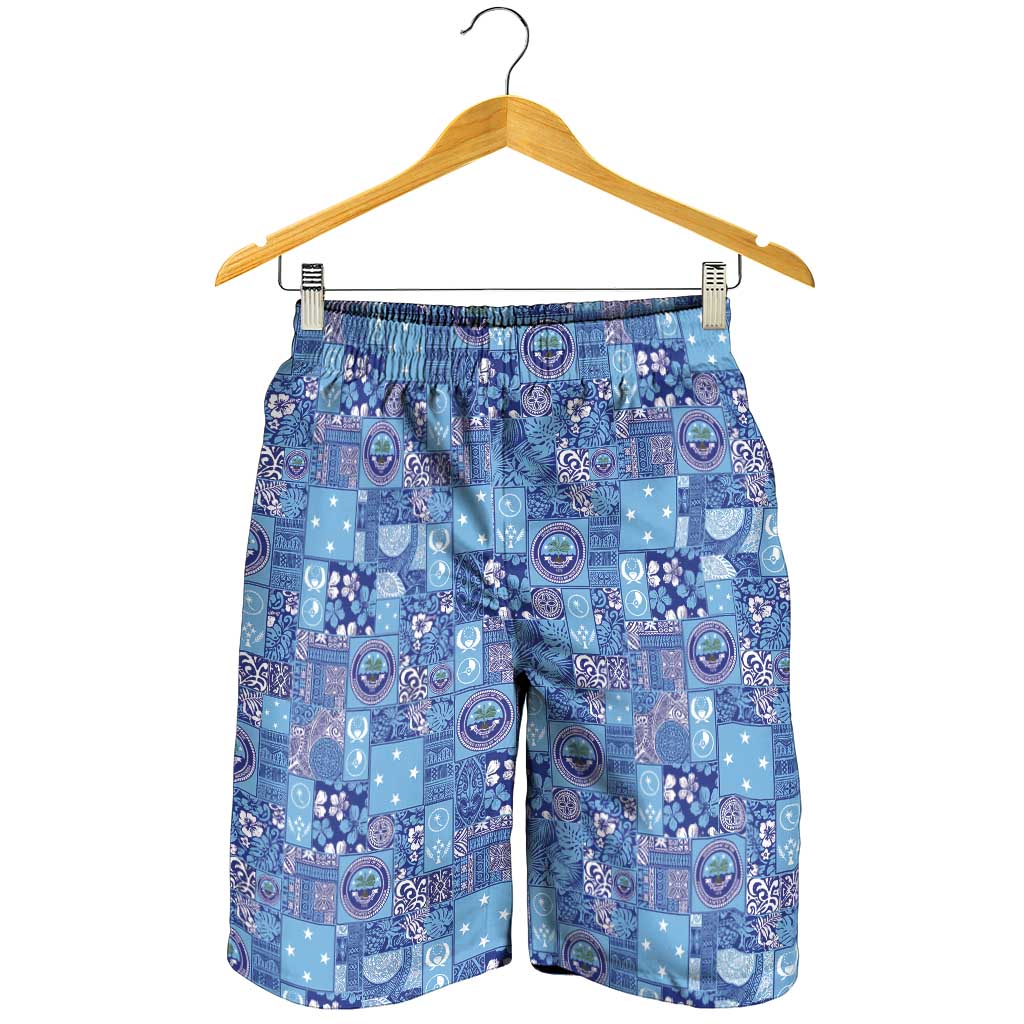 Federated States of Micronesia Merry Christmas Shorts for Men Pacific Patchwork Xmas Vibes - Polynesian Pride