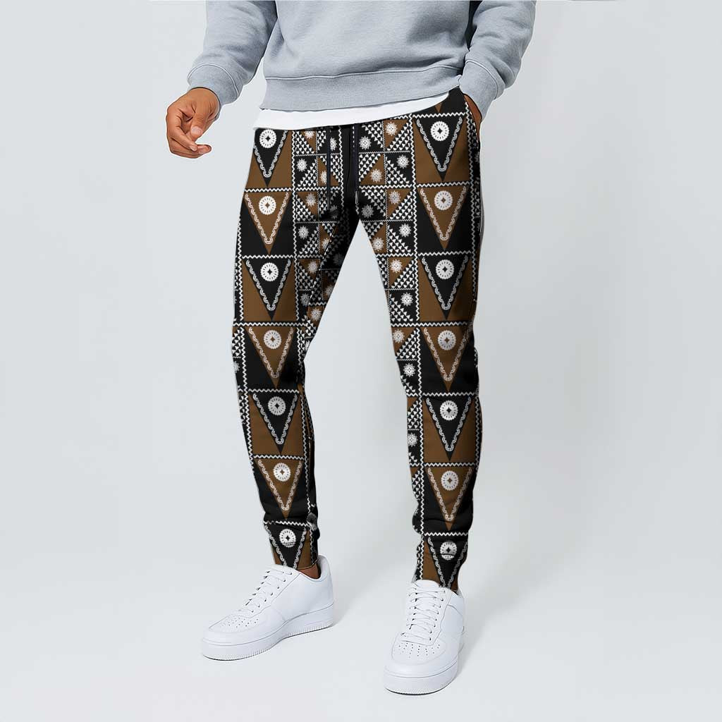 Fiji Brown Masi Pattern Jogger Pants Fijian Tapa LT01 - Polynesian Pride