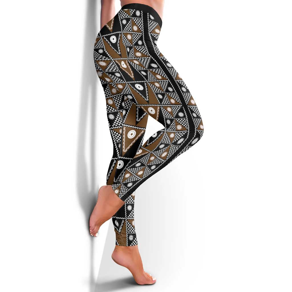 Fiji Brown Masi Pattern Leggings Fijian Tapa LT01 - Polynesian Pride