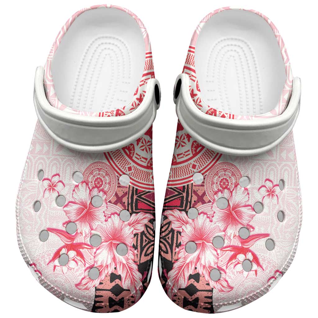 Fiji Clogs Shoes Masi Tapa Pattern Red - Polynesian Pride