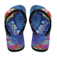 Fiji Day Flip Flops Coral Reef with Tapa Motifs and Hibiscus Ocean Vibe