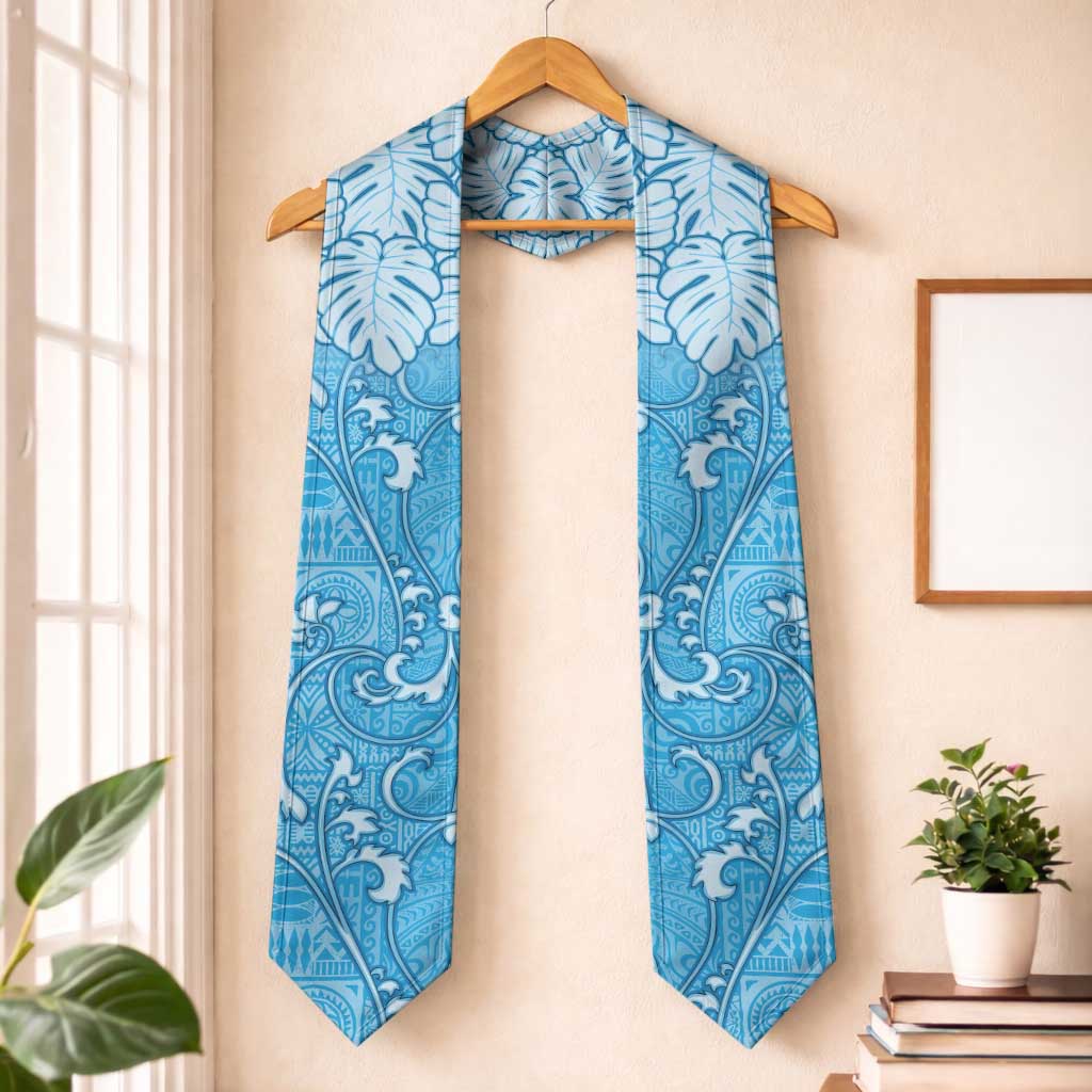 Fiji Graduation Stole Fijian Tapa Pattern Blue