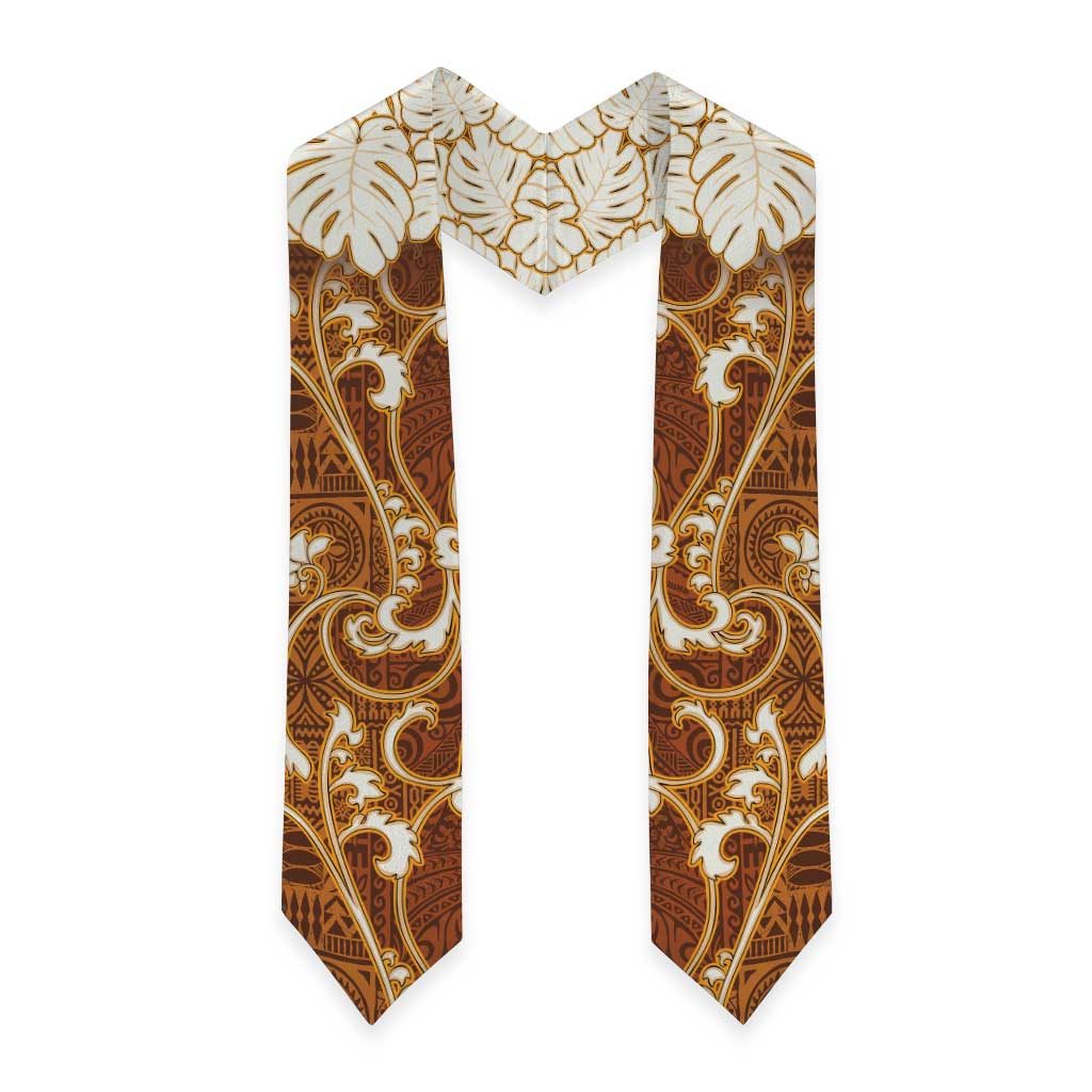 Fiji Graduation Stole Fijian Tapa Pattern Brown LT05 - Polynesian Pride