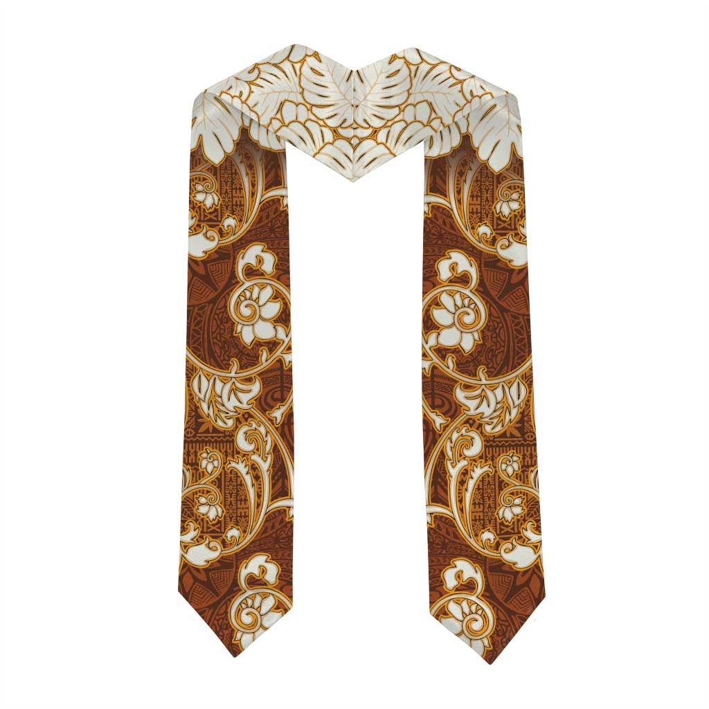 Fiji Graduation Stole Fijian Tapa Pattern Brown LT05 - Polynesian Pride