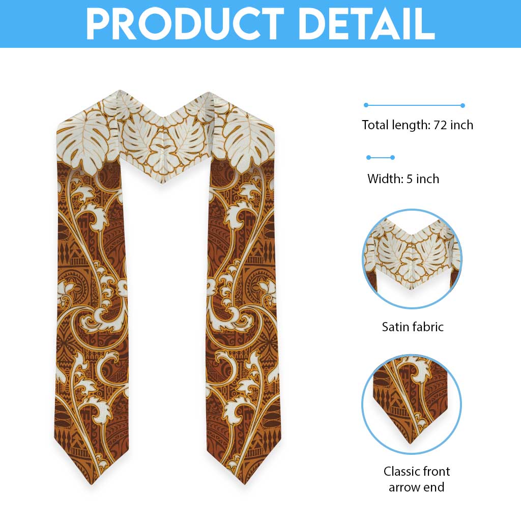 Fiji Graduation Stole Fijian Tapa Pattern Brown LT05 - Polynesian Pride