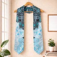 Fiji Graduation Stole Masi Tapa Pattern Blue