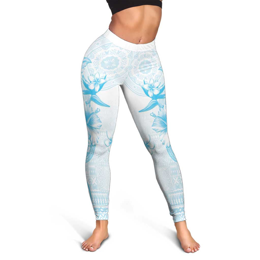 Fiji Leggings Masi Tapa Pattern Blue - Polynesian Pride
