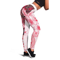 Fiji Leggings Masi Tapa Pattern Red - Polynesian Pride