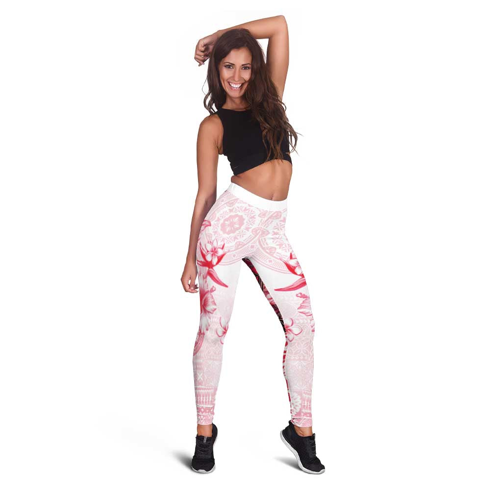 Fiji Leggings Masi Tapa Pattern Red - Polynesian Pride