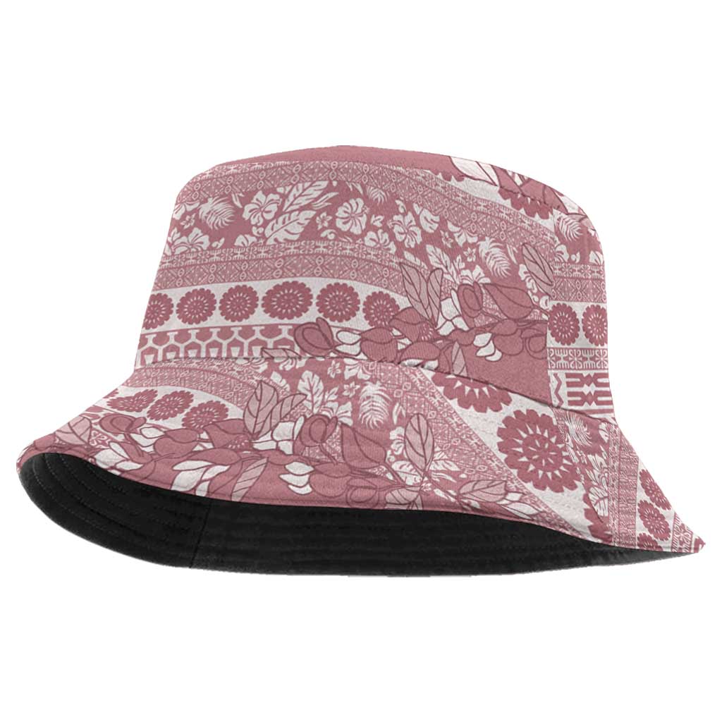 Fiji Marau na Kerisimasi Bucket Hat Dusty Rose Tagimoucia Tapa Masi Tribal - Polynesian Pride