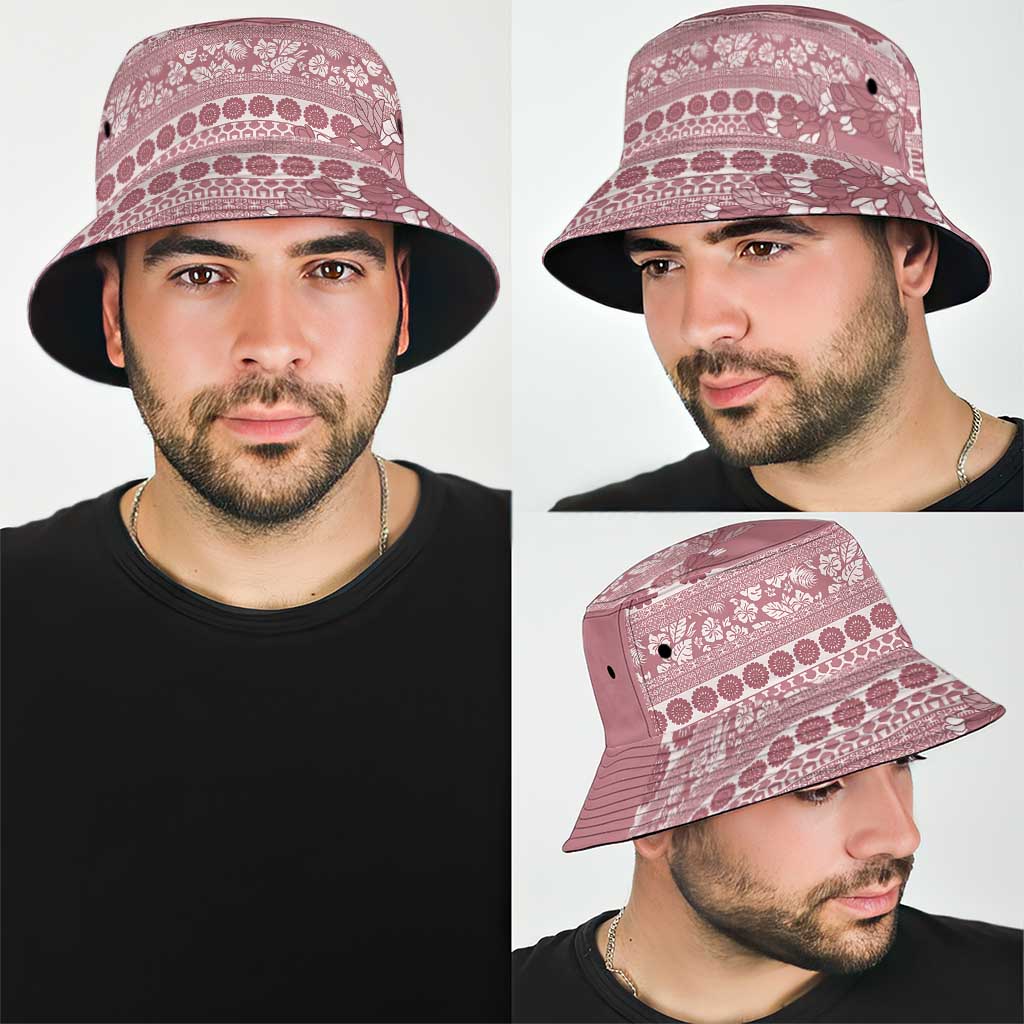 Fiji Marau na Kerisimasi Bucket Hat Dusty Rose Tagimoucia Tapa Masi Tribal - Polynesian Pride