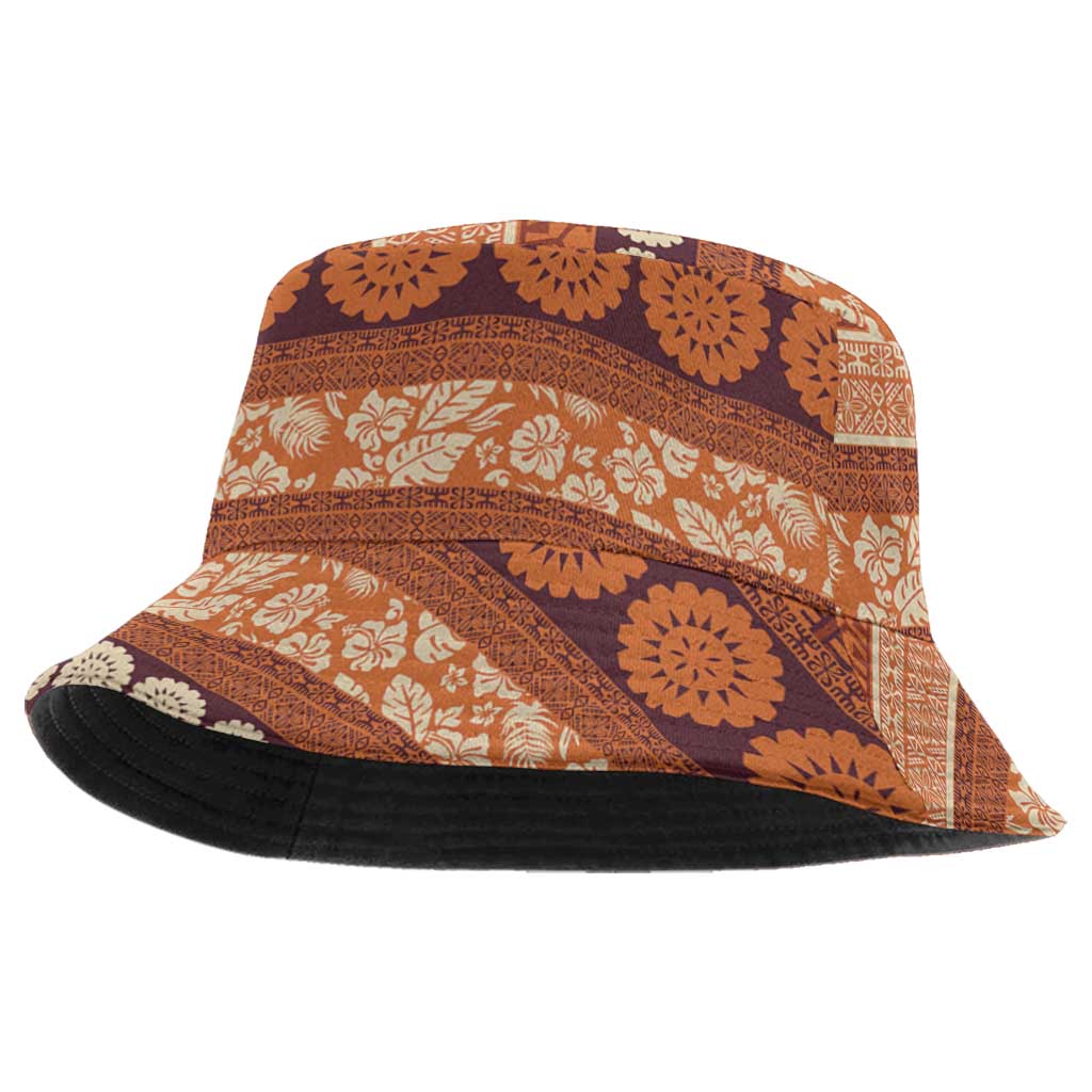 Fiji Marau na Kerisimasi Bucket Hat Gold Tapa Masi Inspired Christmas - Polynesian Pride