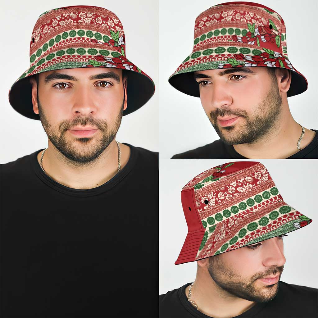 Fiji Marau na Kerisimasi Bucket Hat Red Tagimoucia Tapa Masi Tribal - Polynesian Pride