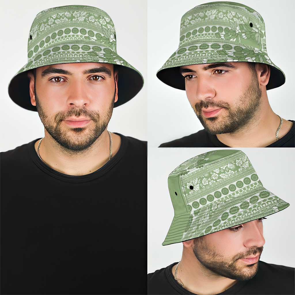Fiji Marau na Kerisimasi Bucket Hat Sage Green Tagimoucia Tapa Masi Tribal - Polynesian Pride