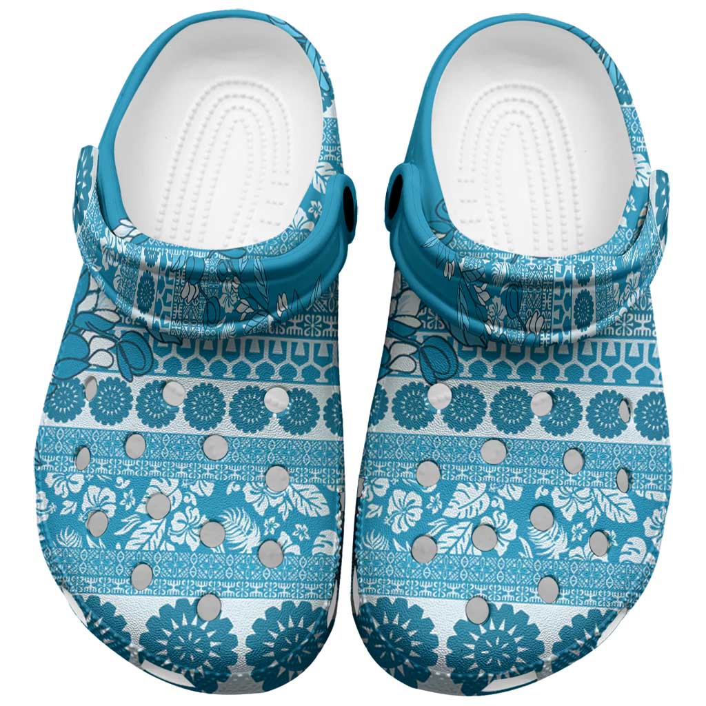 Fiji Marau na Kerisimasi Clogs Shoes Aqua Tagimoucia Tapa Masi Tribal - Polynesian Pride