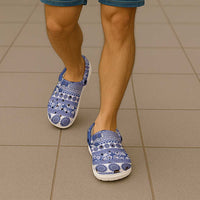 Fiji Marau na Kerisimasi Clogs Shoes Blue Tagimoucia Tapa Masi Tribal - Polynesian Pride
