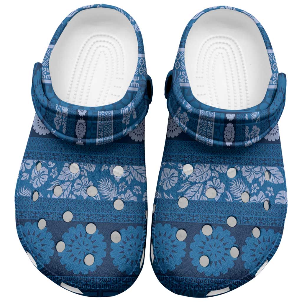 Fiji Marau na Kerisimasi Clogs Shoes Blue Tapa Masi Inspired Christmas - Polynesian Pride