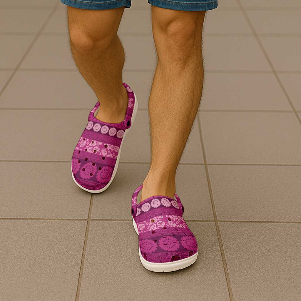 Fiji Marau na Kerisimasi Clogs Shoes Pink Tapa Masi Inspired Christmas - Polynesian Pride