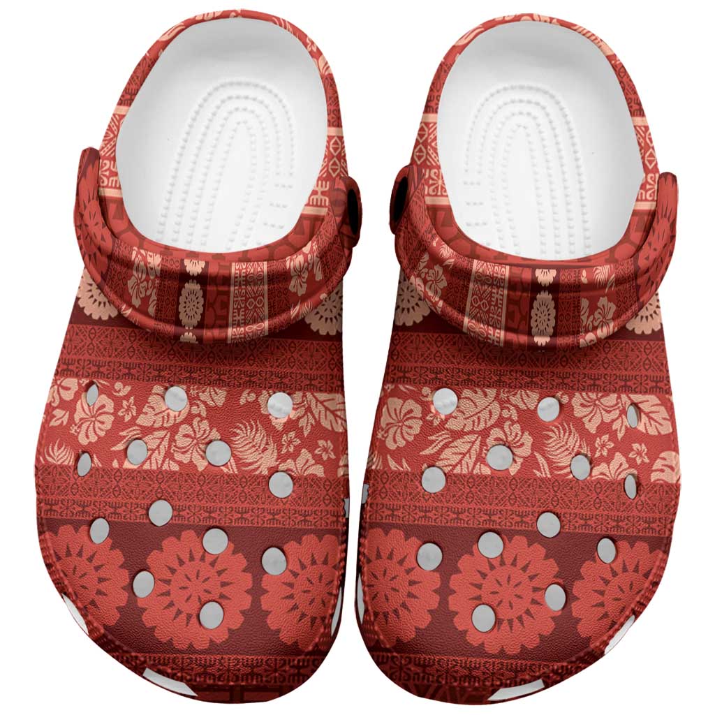 Fiji Marau na Kerisimasi Clogs Shoes Red Tapa Masi Inspired Christmas - Polynesian Pride