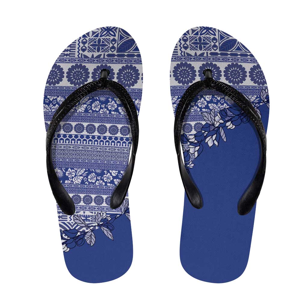 Fiji Marau na Kerisimasi Flip Flops Blue Tagimoucia Tapa Masi Tribal - Polynesian Pride