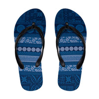 Fiji Marau na Kerisimasi Flip Flops Blue Tapa Masi Inspired Christmas - Polynesian Pride
