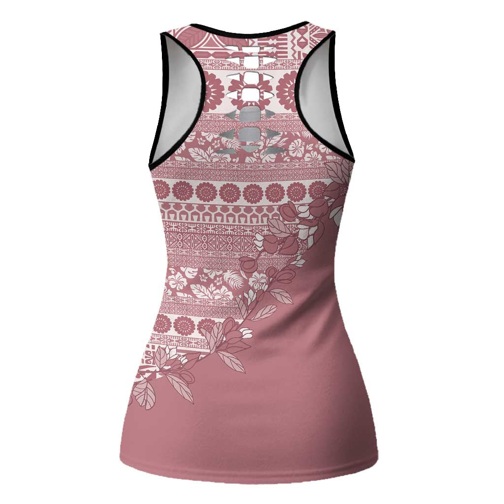 Fiji Marau na Kerisimasi Hollow Tank Top Dusty Rose Tagimoucia Tapa Masi Tribal - Polynesian Pride
