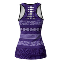 Fiji Marau na Kerisimasi Hollow Tank Top Purple Tapa Masi Inspired Christmas - Polynesian Pride