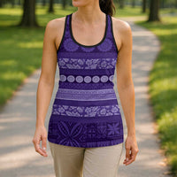 Fiji Marau na Kerisimasi Hollow Tank Top Purple Tapa Masi Inspired Christmas - Polynesian Pride