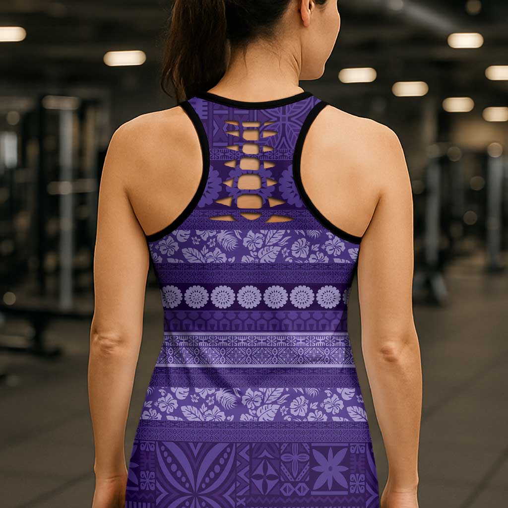 Fiji Marau na Kerisimasi Hollow Tank Top Purple Tapa Masi Inspired Christmas - Polynesian Pride