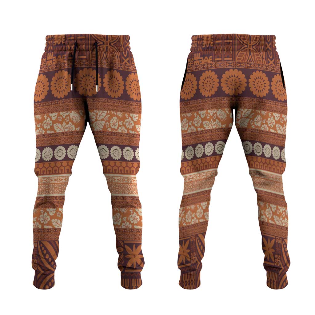 Fiji Marau na Kerisimasi Jogger Pants Gold Tapa Masi Inspired Christmas - Polynesian Pride