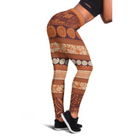 Fiji Marau na Kerisimasi Leggings Gold Tapa Masi Inspired Christmas LT9 - Polynesian Pride