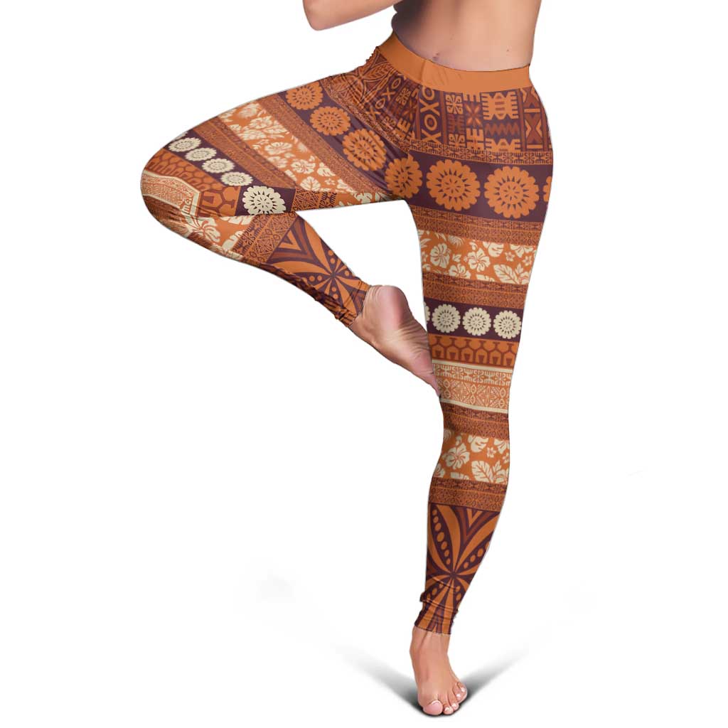 Fiji Marau na Kerisimasi Leggings Gold Tapa Masi Inspired Christmas LT9 - Polynesian Pride