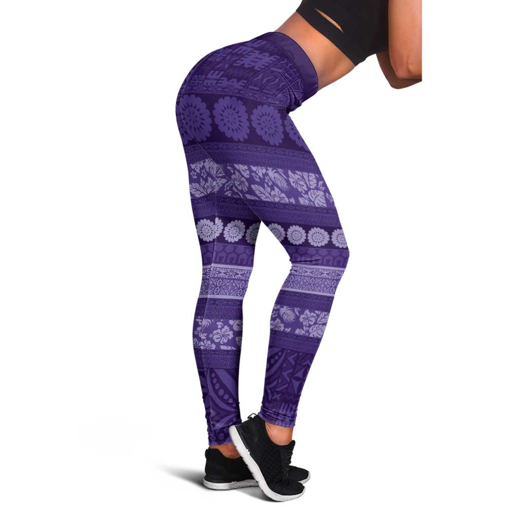 Fiji Marau na Kerisimasi Leggings Purple Tapa Masi Inspired Christmas - Polynesian Pride