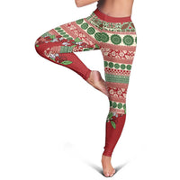 Fiji Marau na Kerisimasi Leggings Red Tagimoucia Tapa Masi Tribal - Polynesian Pride
