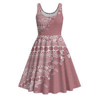 Fiji Marau na Kerisimasi Midi Dress Dusty Rose Tagimoucia Tapa Masi Tribal - Polynesian Pride